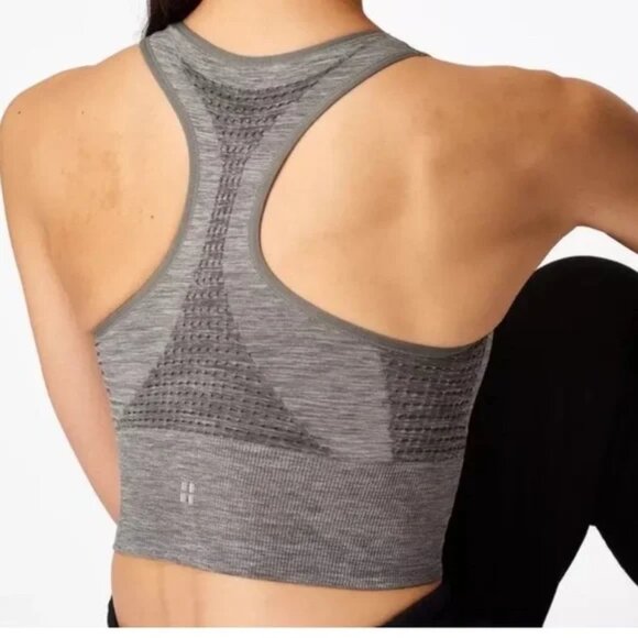 Sweaty Betty Stamina Sports Bra Charcoal Gray Marled Compression Support Racerba - Picture 8 of 8